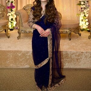 Blue and gold sari/saree